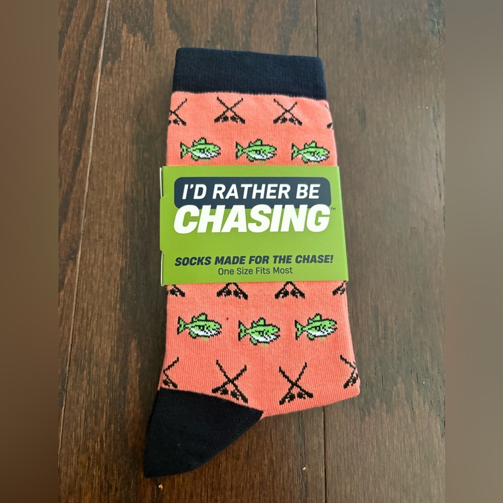 New I'D RATHER BE CHASING TAIL Funny Men’s Fishing Socks One Size Fits Most New